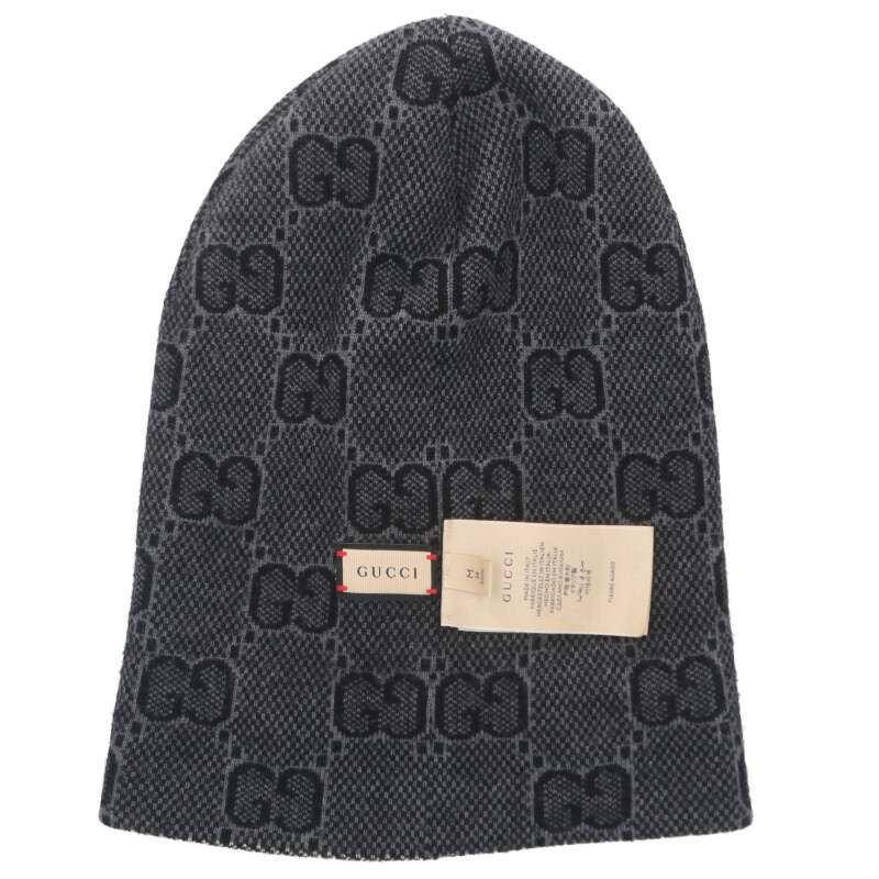 Gucci 716585 4gad0 GG Pattern Wool Knit Hat Men's M