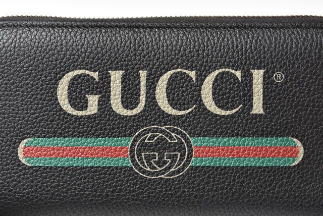 Unused Gucci Long Wallet Vintage Logo Print Black 496317