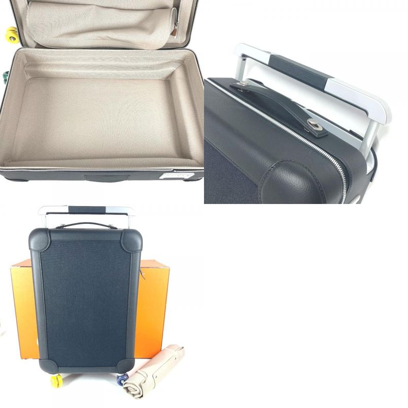Hermes Carry-on Bag Low Ring Mobility Suitcase Cabin Taurillon Clemence Black
