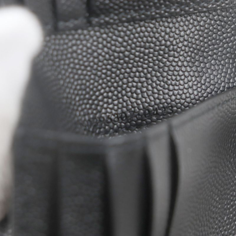 Saint Laurent Paris 396307 Leather Logo Compact Wallet Billfold Wallet Black