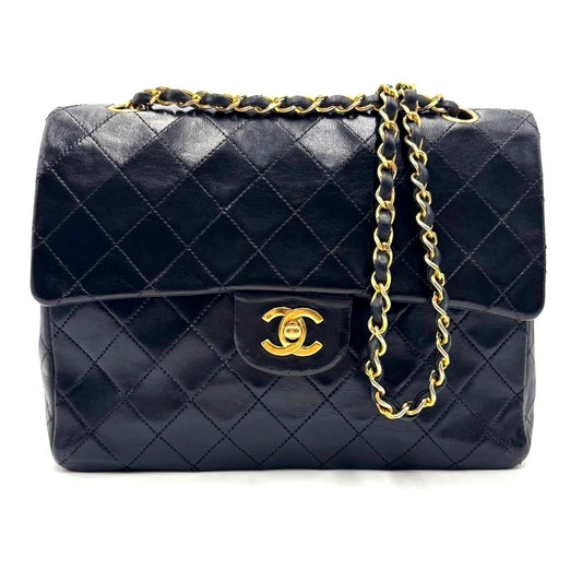CHANEL Vintage Classic Double Flap Bag Lambskin Chain Shoulder Purse