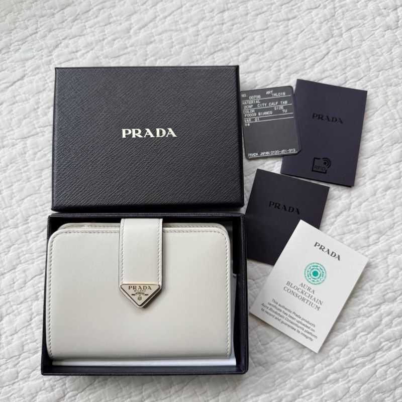 Prada Bifold Wallet Triangle Logo Plate Triangle Logo City Calf Tab 1ml018