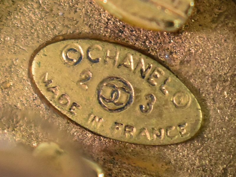 Authentic Chanel Coco Mark Rhinestone Earrings GP Gold Plated Coco Mark