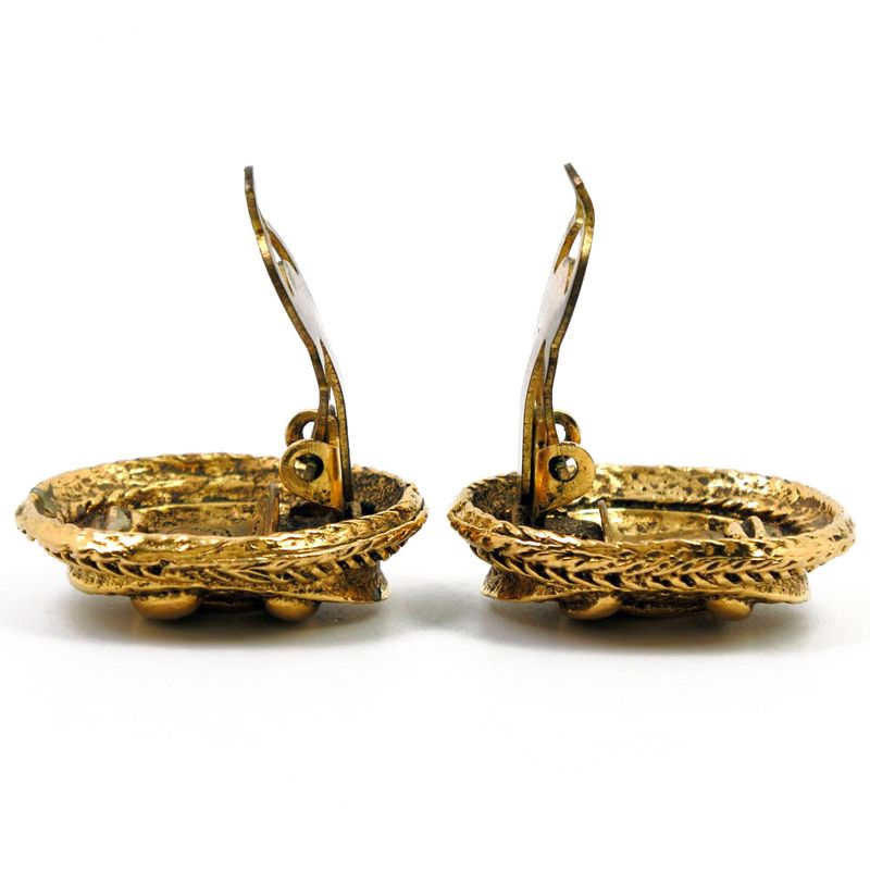 Chanel Coco Mark Vintage Gold Plated Ladies 15.8g Earrings