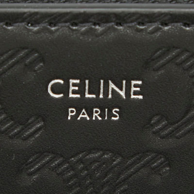 Celine Triomphe Round Zipper Long Wallet Black Leather Women's Celine