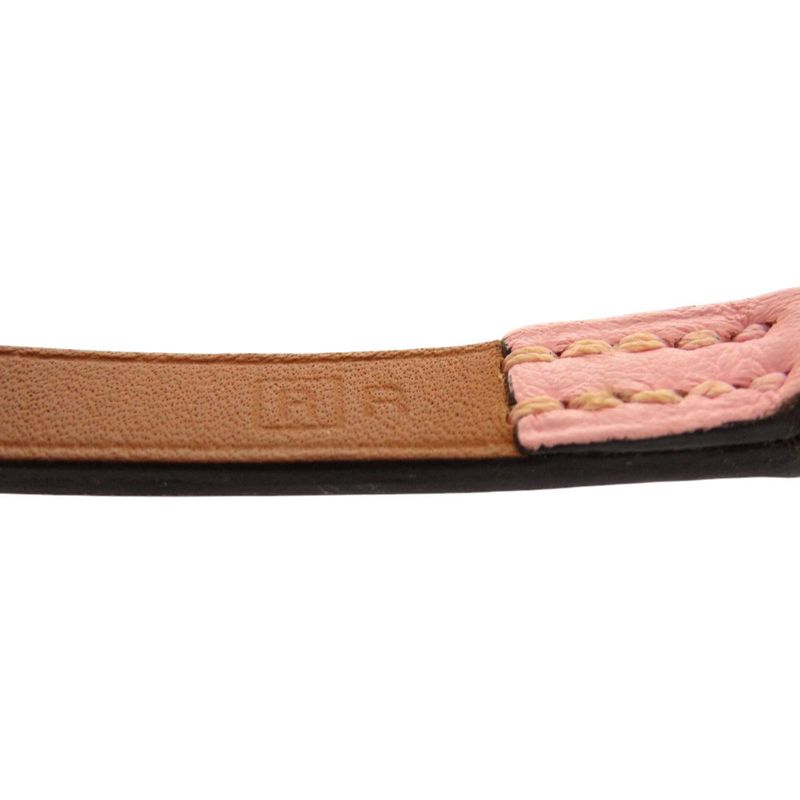 Hermes Micro Kelly Vorsoft Rose Sakura Silver Hardware □R Engraved Bracelet