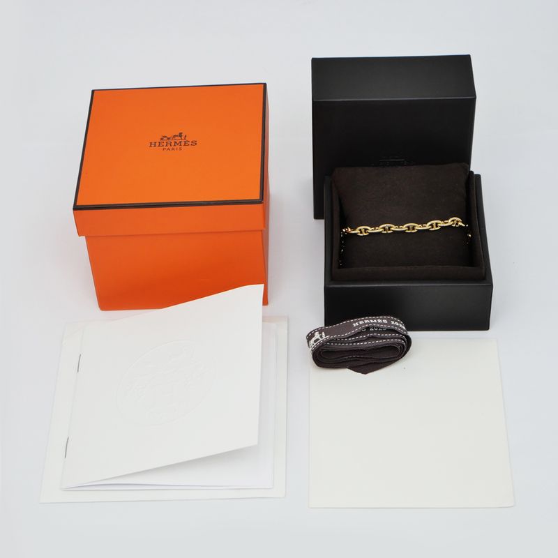 Hermes Chaine D'ancre MM Bracelet 750 YG Yellow Gold 14 Pieces 77.5g