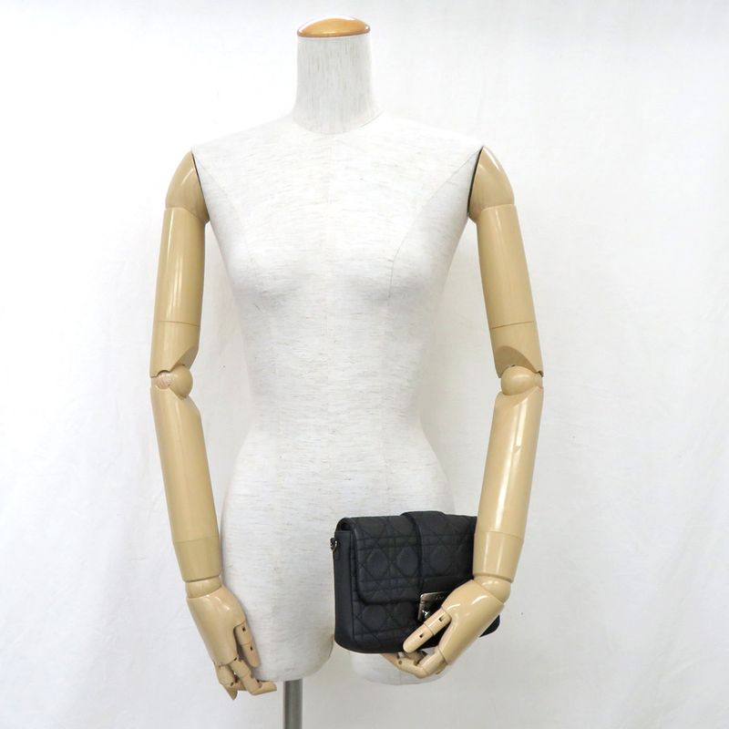 Dior Chain Bag Black Silver Hardware New Rock Canaju Leather Black