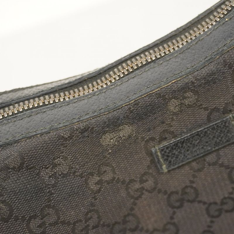 Gucci Shoulder Bag GG Canvas 122790 Canvas Black Silver Hardware Women