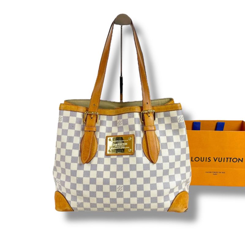 Louis Vuitton Damier Azure Leather Hampstead PM Tote Bag Shoulder Bag Shoulder