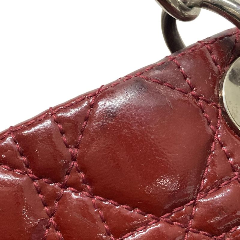 Dior/christian Dior Tote Bag Canage Stitch Red Chain Shoulder Leather