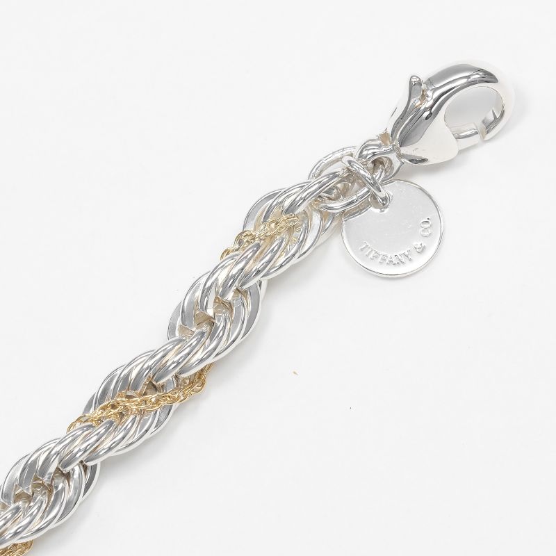 Tiffany & Co Twisted Silver 925 X 18K Yellow Gold Ladies 13.56g Bracelet