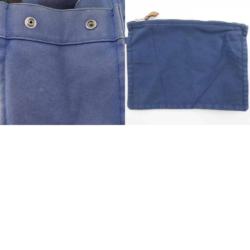 Hermes Cheveaune Canvas Blue/black Unisex Tote Bag