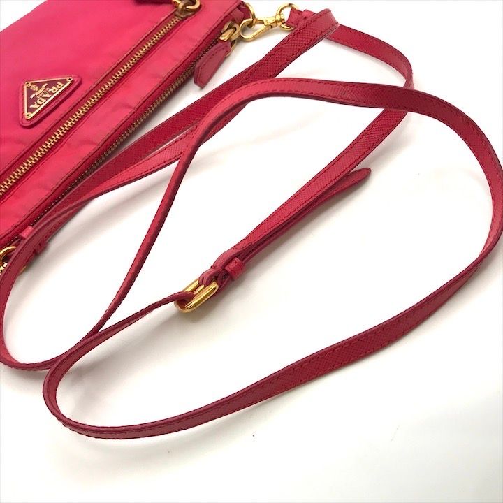 Prada Triangle Logo Nylon Tessuto Mini Shoulder Bag Pouch Pink