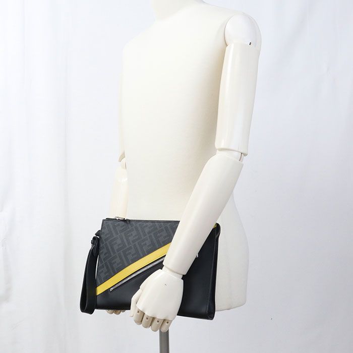 Fendi Diagonal 7va491 Clutch Bag PVC Men's