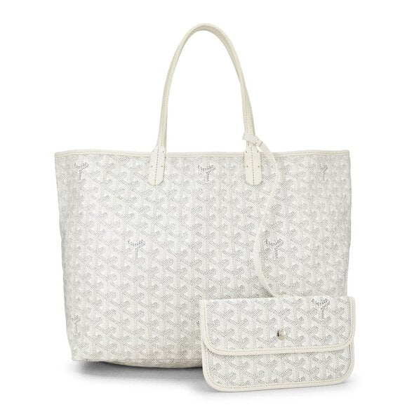 Goyard Goyardine Saint Louis PM White Shoulder Tote Bag & Pouch