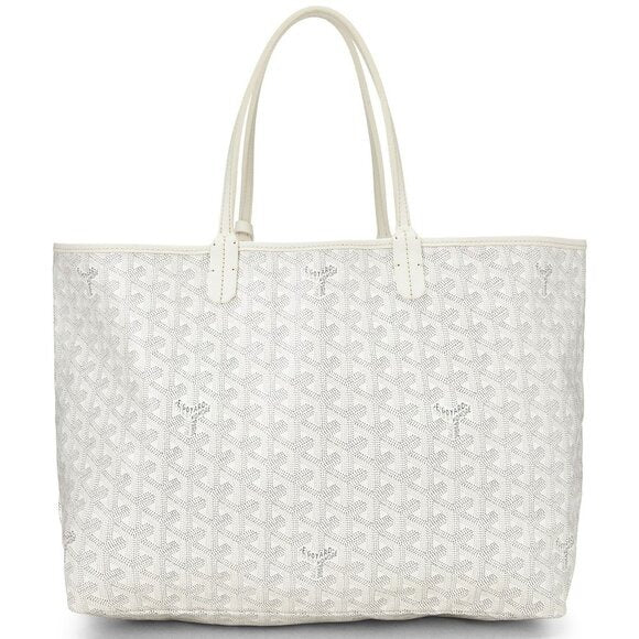 Goyard Goyardine Saint Louis PM White Shoulder Tote Bag & Pouch