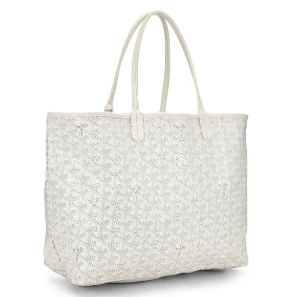 Goyard Goyardine Saint Louis PM White Shoulder Tote Bag & Pouch