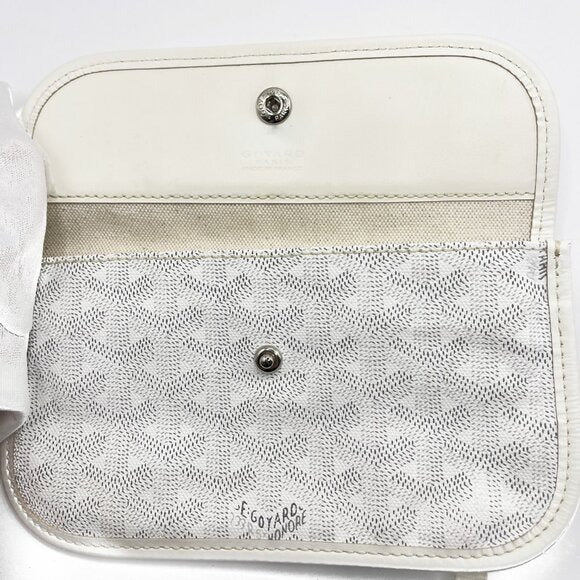 Goyard Goyardine Saint Louis PM White Shoulder Tote Bag & Pouch