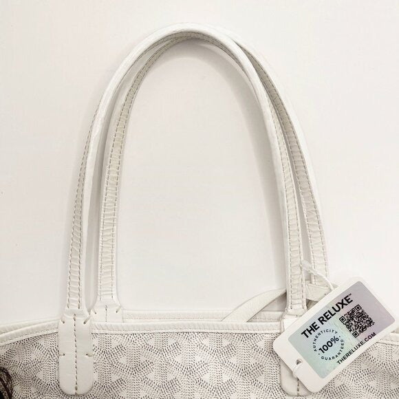 Goyard Goyardine Saint Louis PM White Shoulder Tote Bag & Pouch
