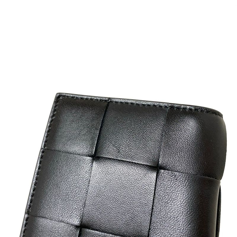Bottega Veneta Card Case Maxi Intrecciato Black Leather