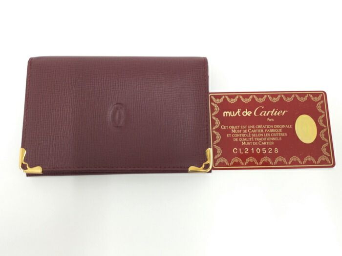 Cartier Card Case Pass Case Must Line Leather Bordeaux