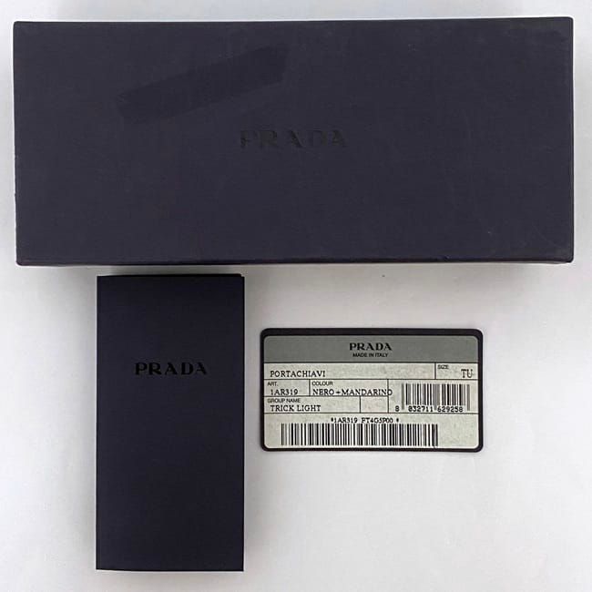 Prada Key Holder Orange Silver Black Excellent Condition Plastic Metal