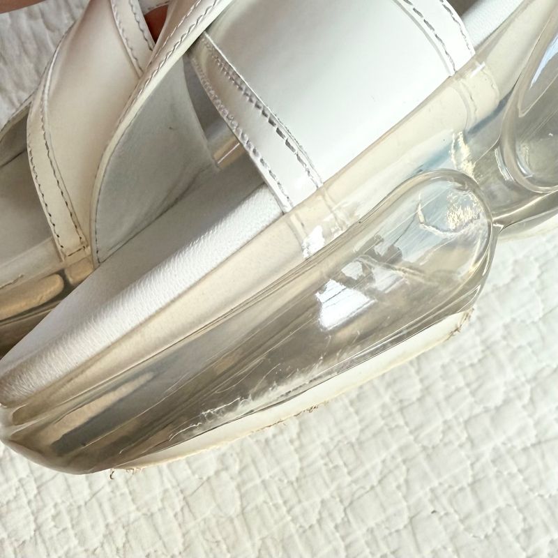 Prada Logo Thick Bottom Cloudbust Air Sandals Sport Sandals Cross Leather White