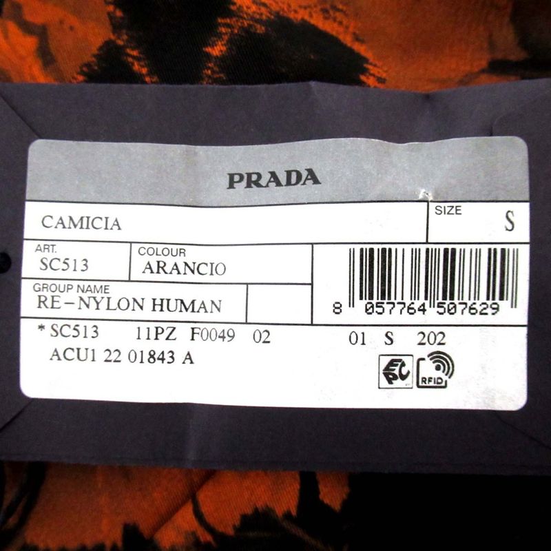 22ss Prada Re-Nylon Triangle Plate Short Sleeve Open Collar Shirt Sc513 Size S