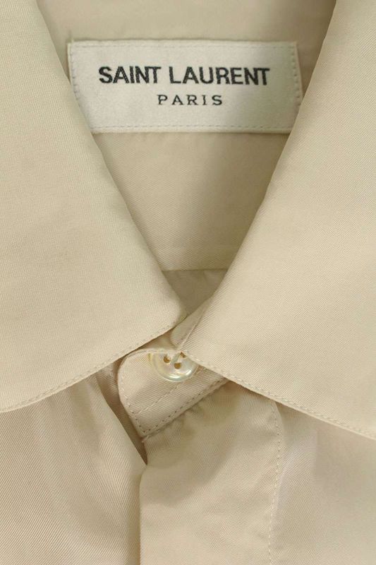 Saint Laurent Paris 646850 Y1h76 Silk Plain Long Sleeve Shirt Men's 37