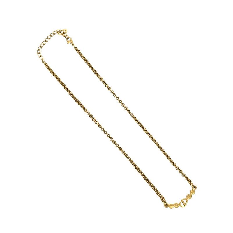 Christian Dior Vintage CD Logo Rhinestone Necklace Choker Pendant Gold 55413