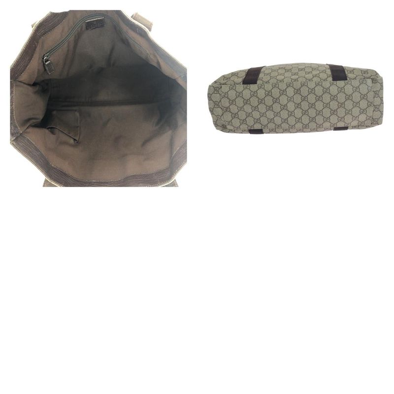 Gucci Beige Dark Brown GG Supreme Canvas 141624 Tote Bag Shoulder Bag Women