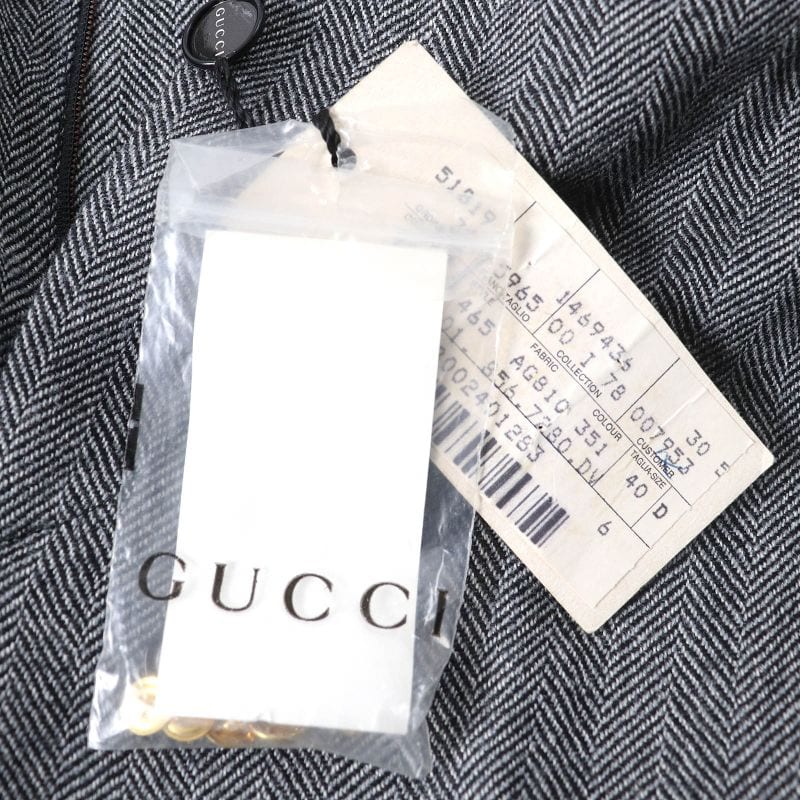 Gucci Vintage 2000 100% Wool Tom Ford Period Leather Belted Herringbone