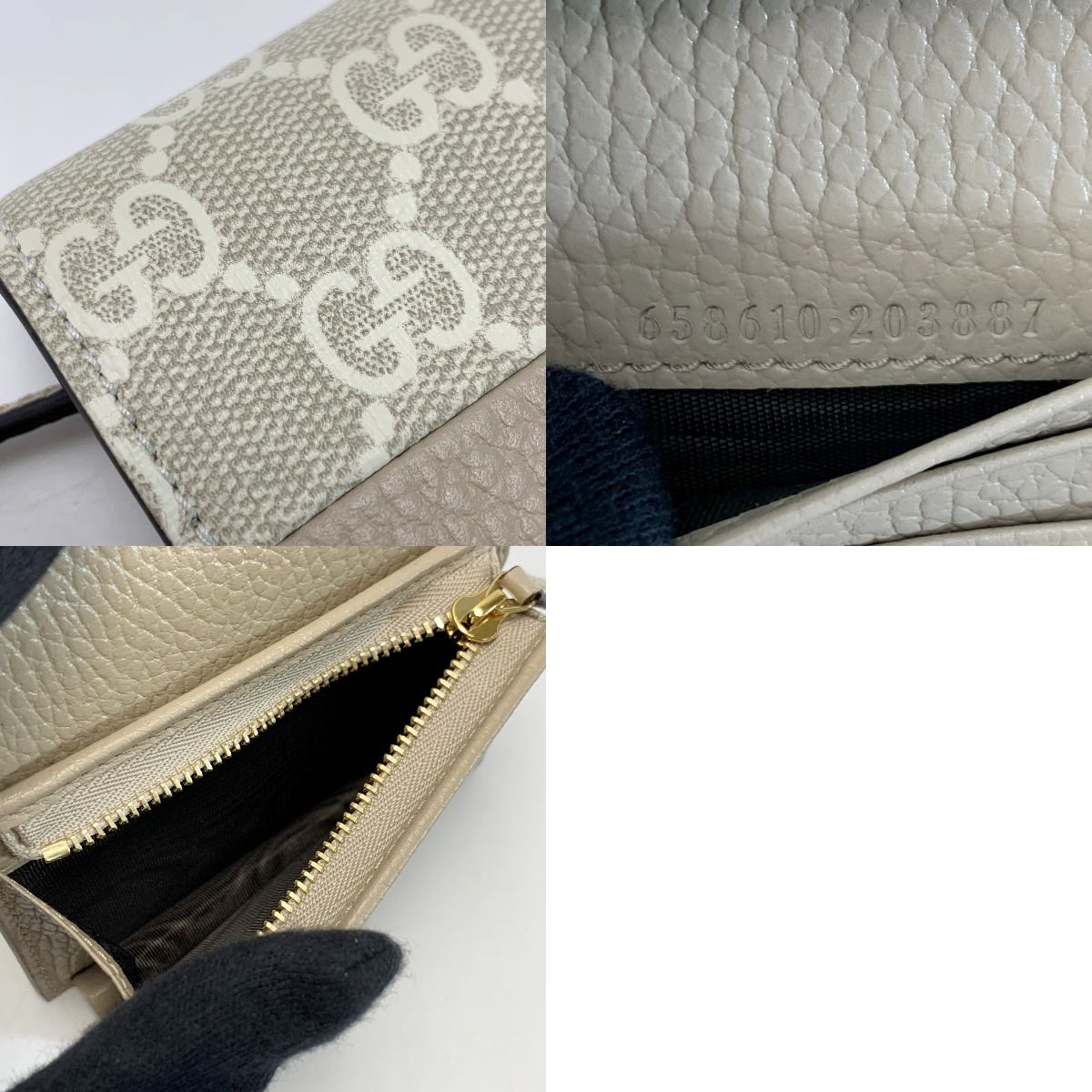 Gucci Marmont Double G Mini Wallet Denim Xleather 658610 Black Bifold Wallet