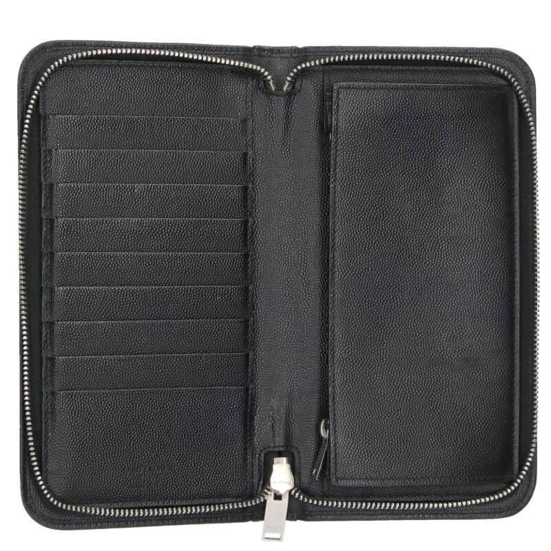 Saint Laurent Paris Logo Print Leather Long Wallet For Men