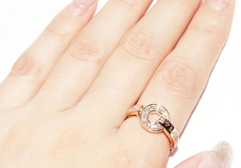 Bulgari Bvlgari Ring 18K Pink Gold Diamond 028ct Bvlgari Pave Diamond Ring