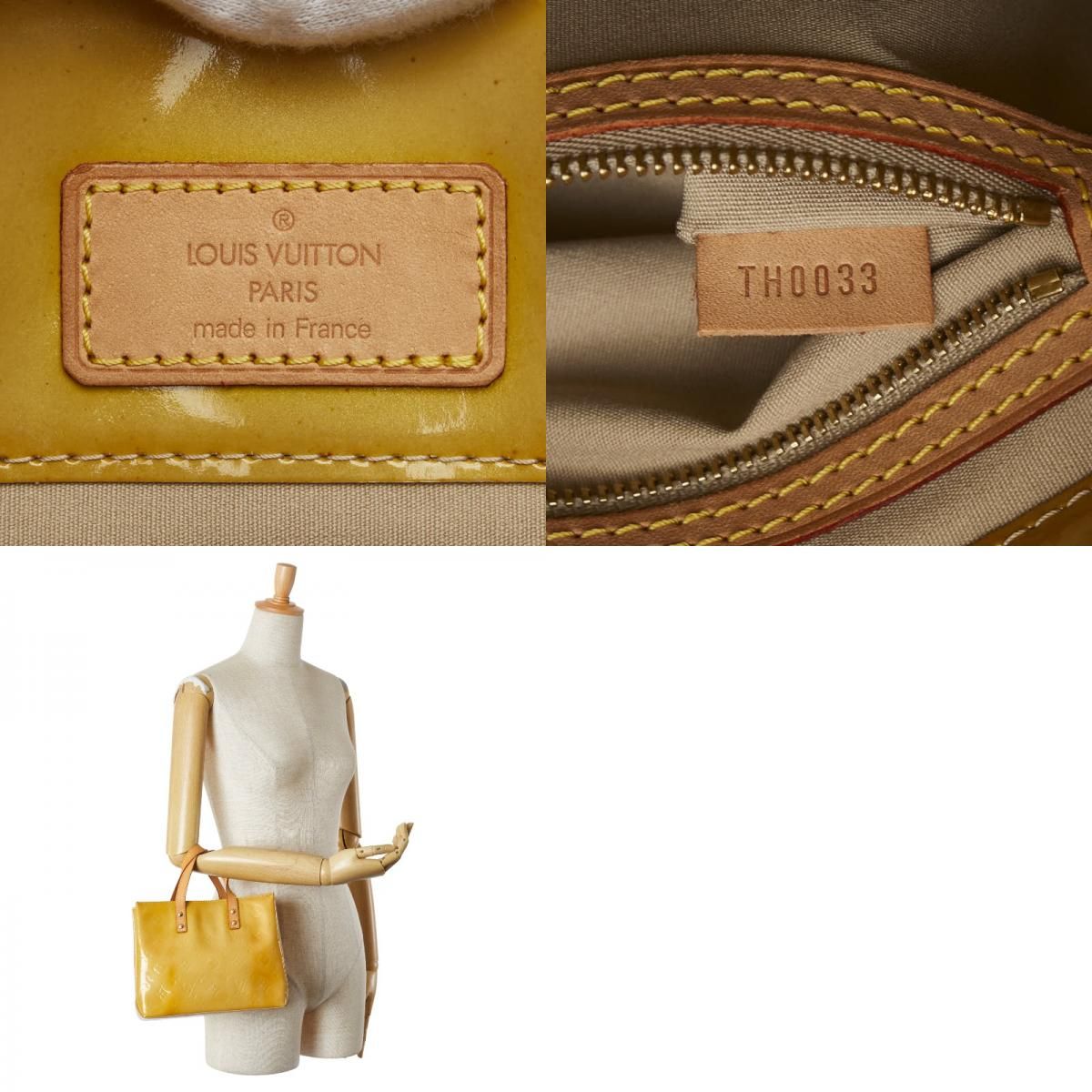 Louis Vuitton Monogram Vernis Reed PM M91144 Beige Patent Leather Women Louis