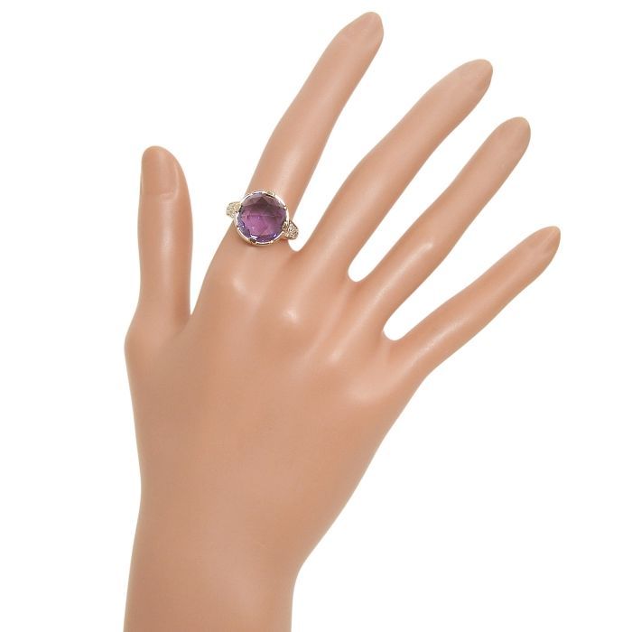 Bvlgari Bulgari Parentesi Cocktail Amethyst Diamond Ring 18K Pink Gold 750 Pink