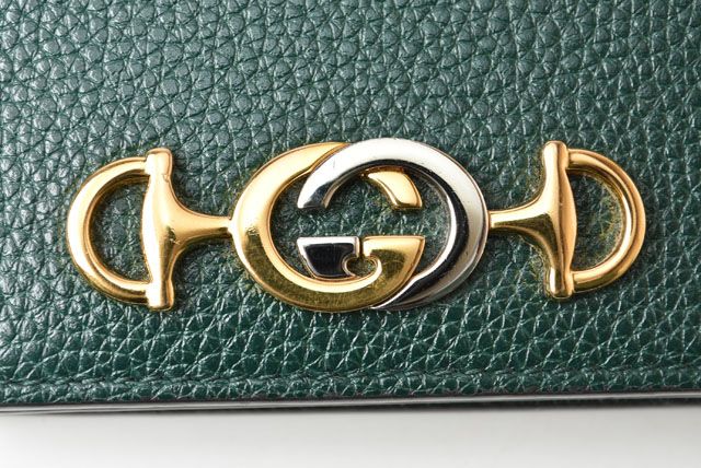 Gucci Mini Wallet Fold Wallet 570660 Zumi Chain Wallet In Dark Green