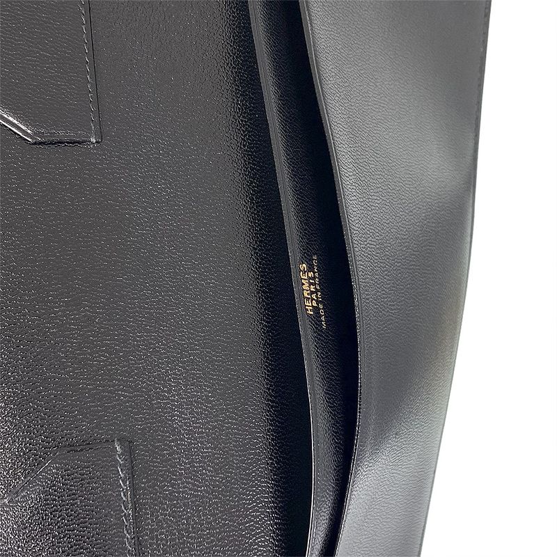 Hermes Bifold Billfold Black Wallet