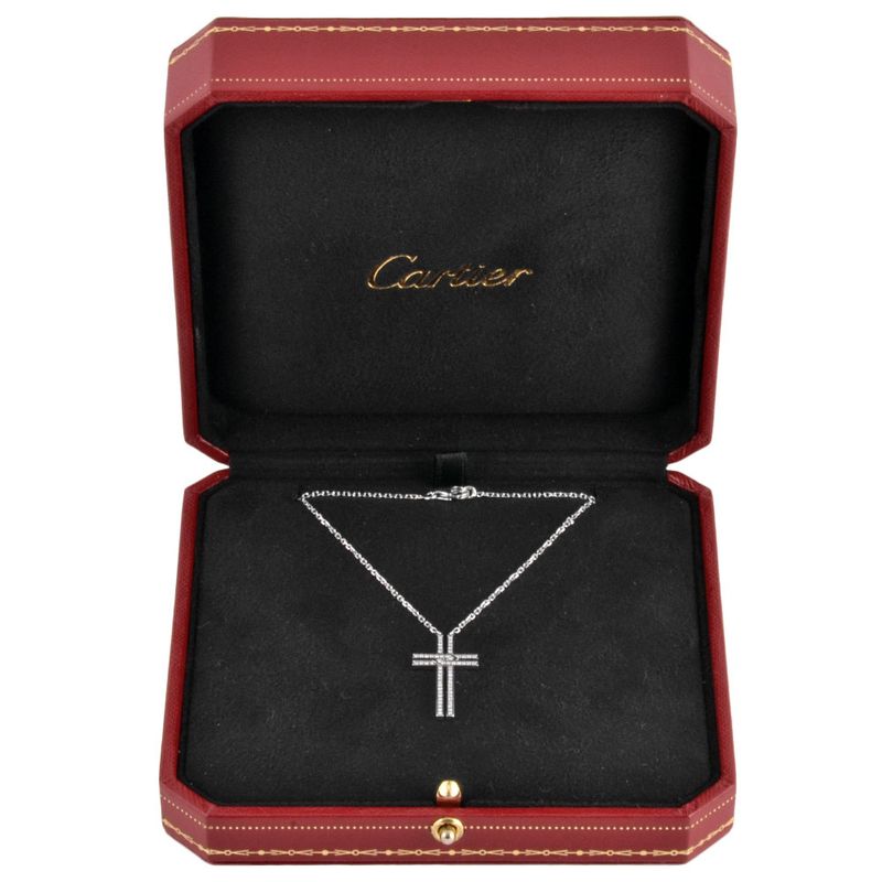 Cartier Cross Necklace With Diamonds 18K White Gold 52g