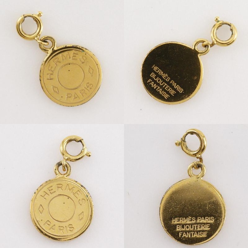 Hermes Sellier Brooch Set Of Two Bijouterie Fantaisie Gold Plated Ladies 2.0g