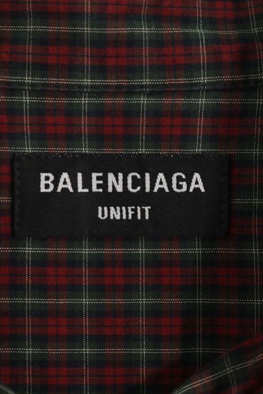 Balenciaga 658806 Tkm36 Checked Long Sleeve Shirt With Logo Embroidery Men's M