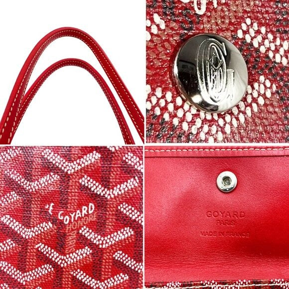 Goyard St Louis PM Red Shoulder Tote Bag & Pouch Goyardine Saint Louis Purse