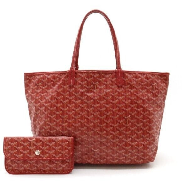 Goyard St Louis PM Red Shoulder Tote Bag & Pouch Goyardine Saint Louis Purse