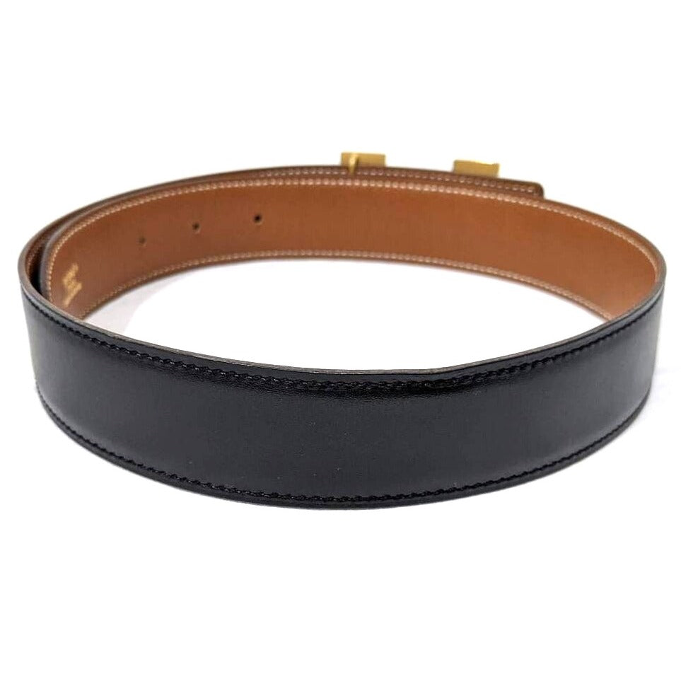 Hermes Constance H Logo Reversible Belt 32mm Black Brown Leather Gold