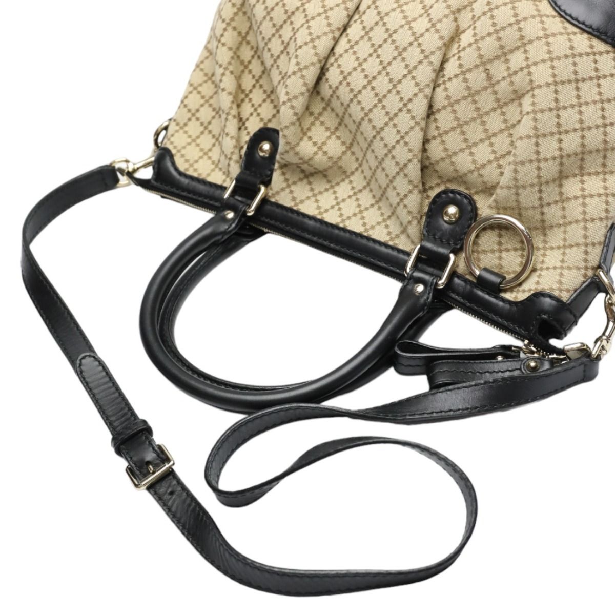 Gucci 2-way Shoulder Bag Diamante Black And Beige