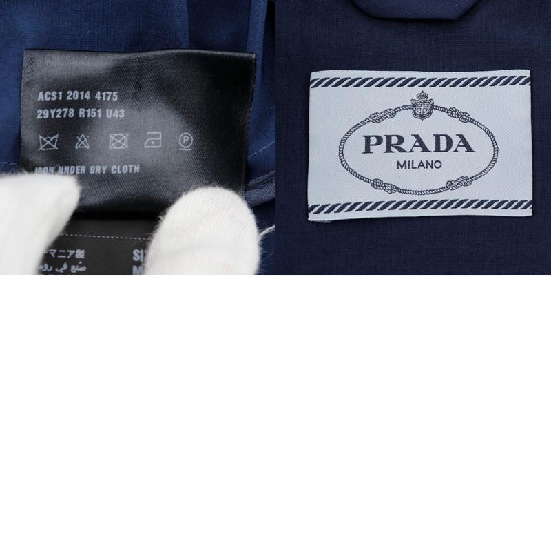 Prada 29y278 Cotton And Polyester Navy Blue Women's Trench Coat