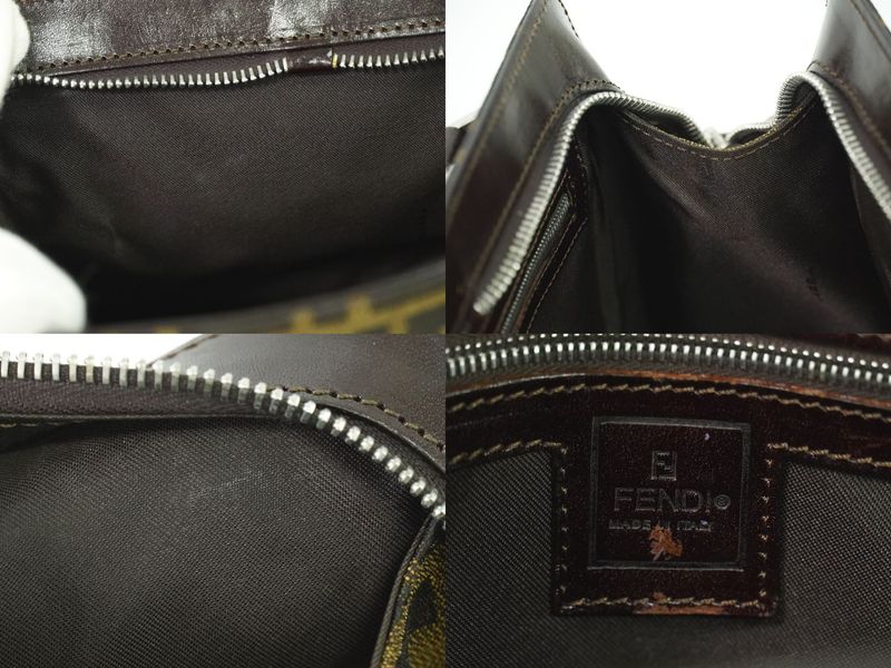 Authentic Fendi Zucca Handbag Canvas Brown Zucca Bag Pre-owned [follow-up