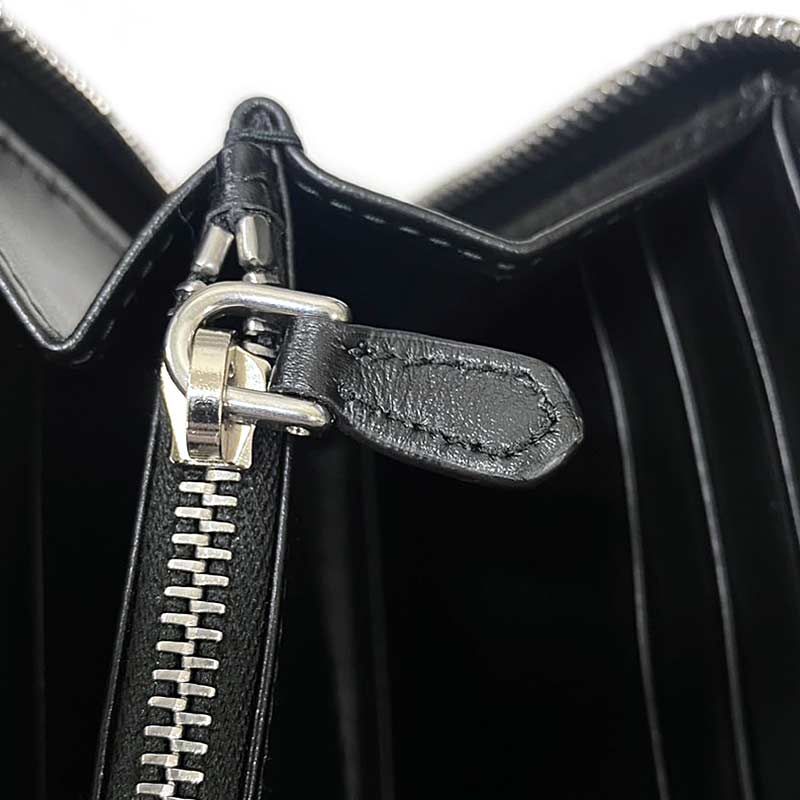 Prada Zip Around Long Wallet Black Leather